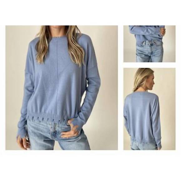 NEW SIX/FIFTY fringed sweater in blue - Picture 2 of 4